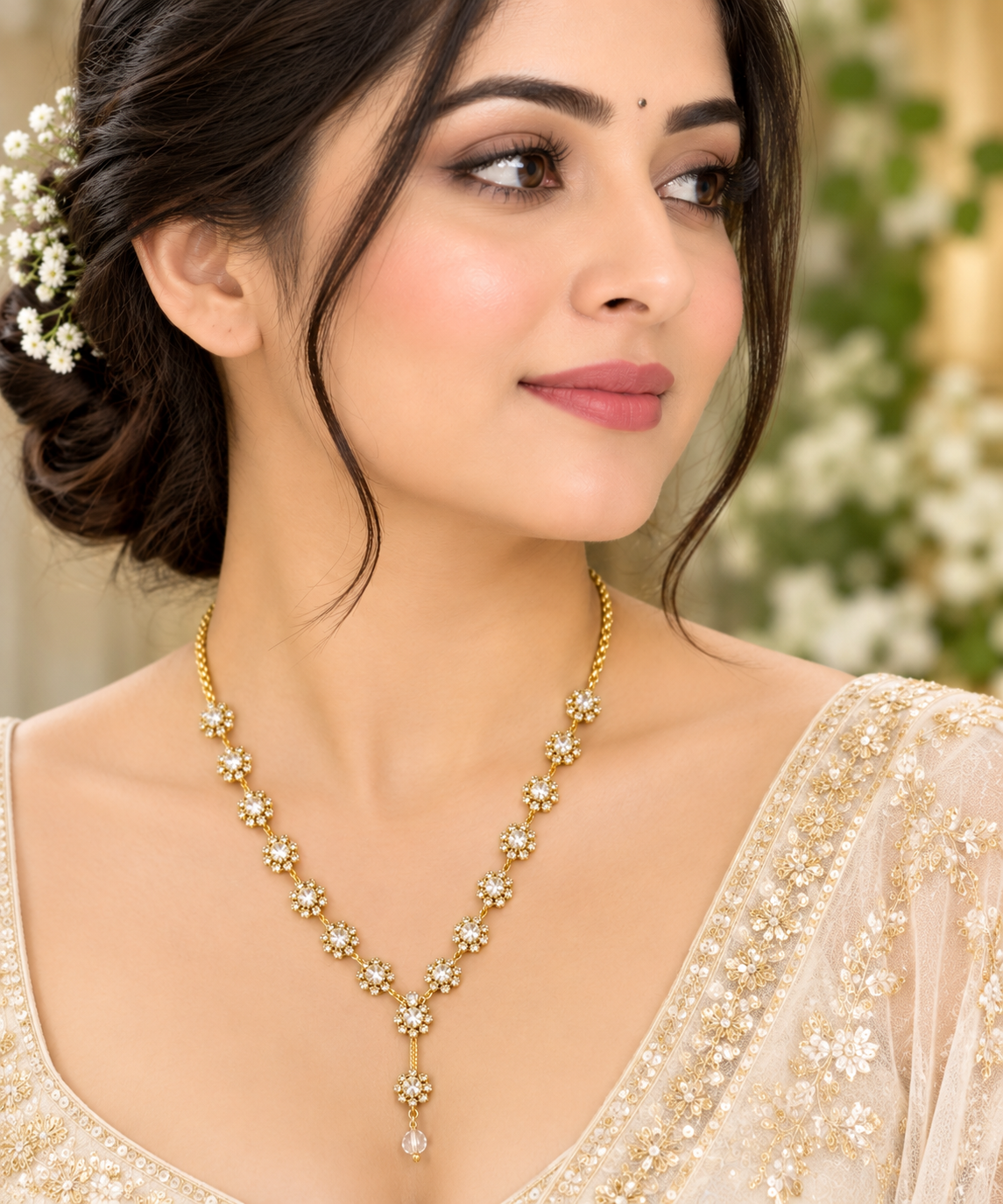 FLORAL CRYSTAL NECKLACE AND EARRING SET