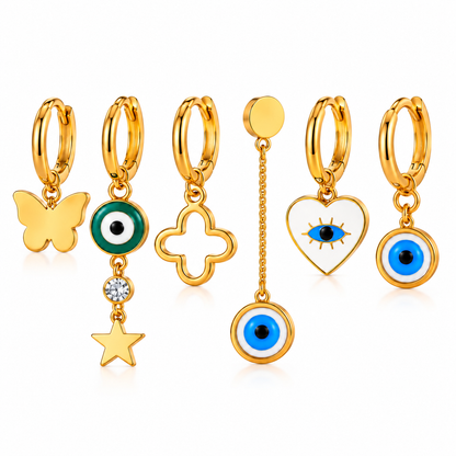 6-Piece Fancy Gold Plated Earrings Set for Women