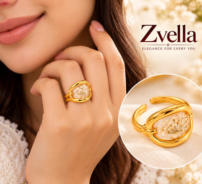 Floral Resin Art Adjustable Ring