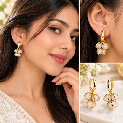 GOLDEN PEARL HOOP EARRINGS
