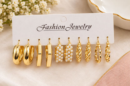 GOLD TONE FASHION EARRINGS SET