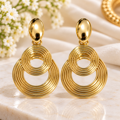 GOLD TONE GEOMETRIC DROP EARRING
