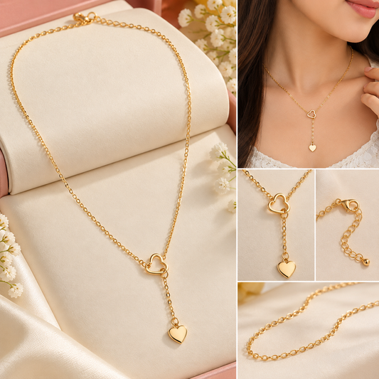 GOLD TONE HEART PENDANT NECKLACE