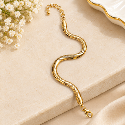 GOLD TONE METAL SNAKE CHAIN BRACELET
