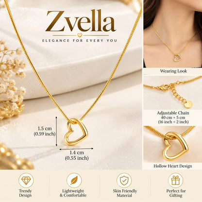 Gold Heart Pendant Necklace for Women