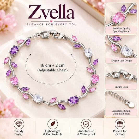 Premium Pink & Purple Crystal Bracelet for Women