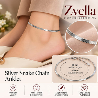 Silver Snake Chain Anklet for Women