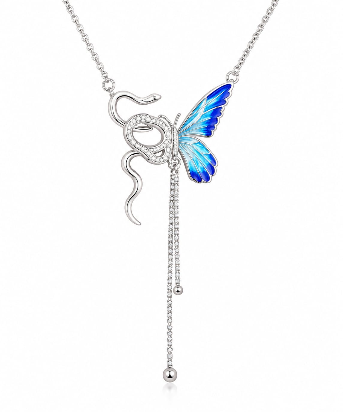 Blue Butterfly Pendant Necklace for Women