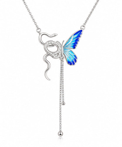 Blue Butterfly Pendant Necklace for Women