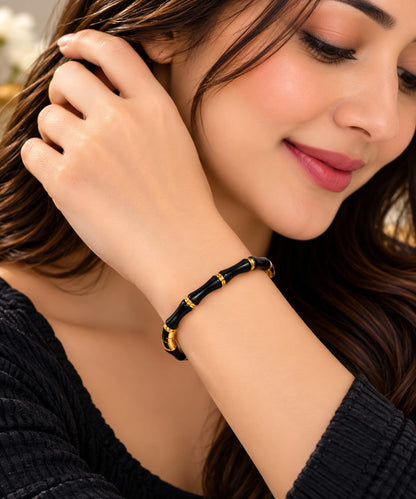 Black & Gold Bamboo Design Bracelet for Women