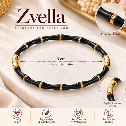 Black & Gold Bamboo Design Bracelet for Women